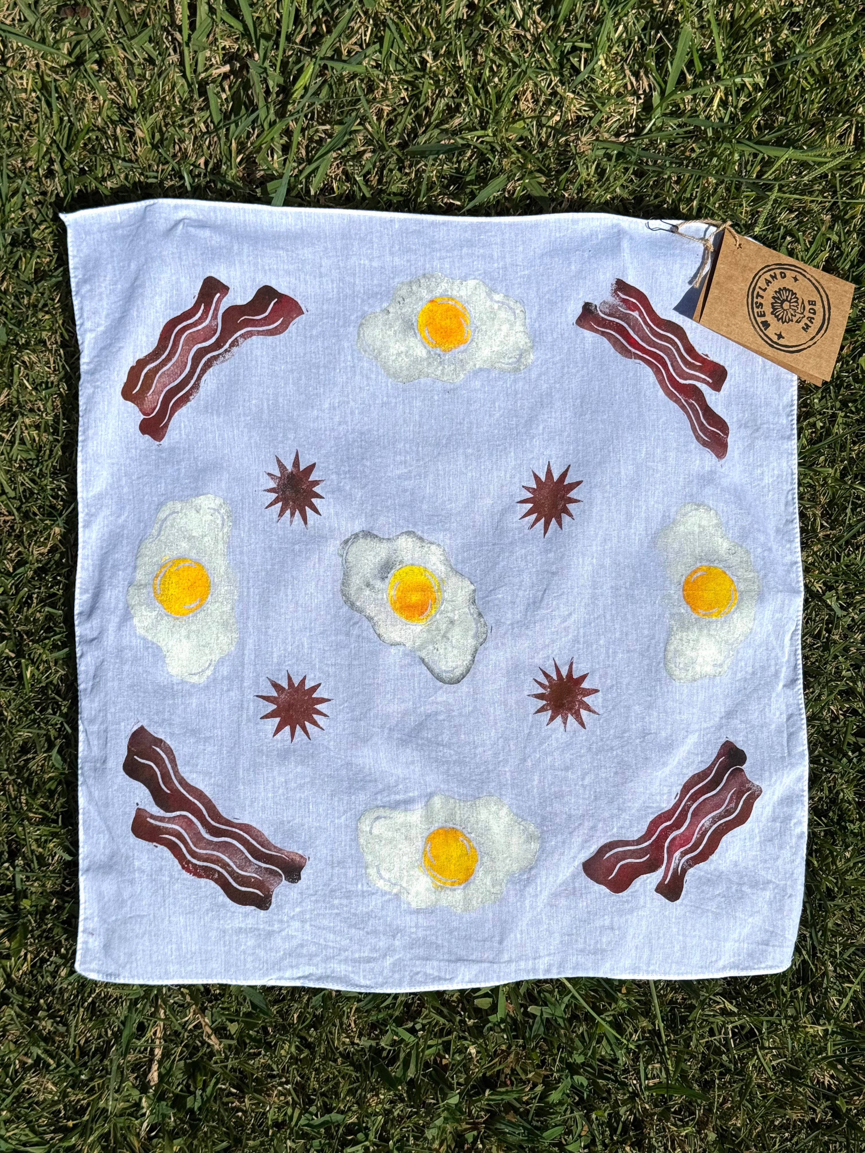 Breakfast For Dinner - Handprinted Linocut Bandana