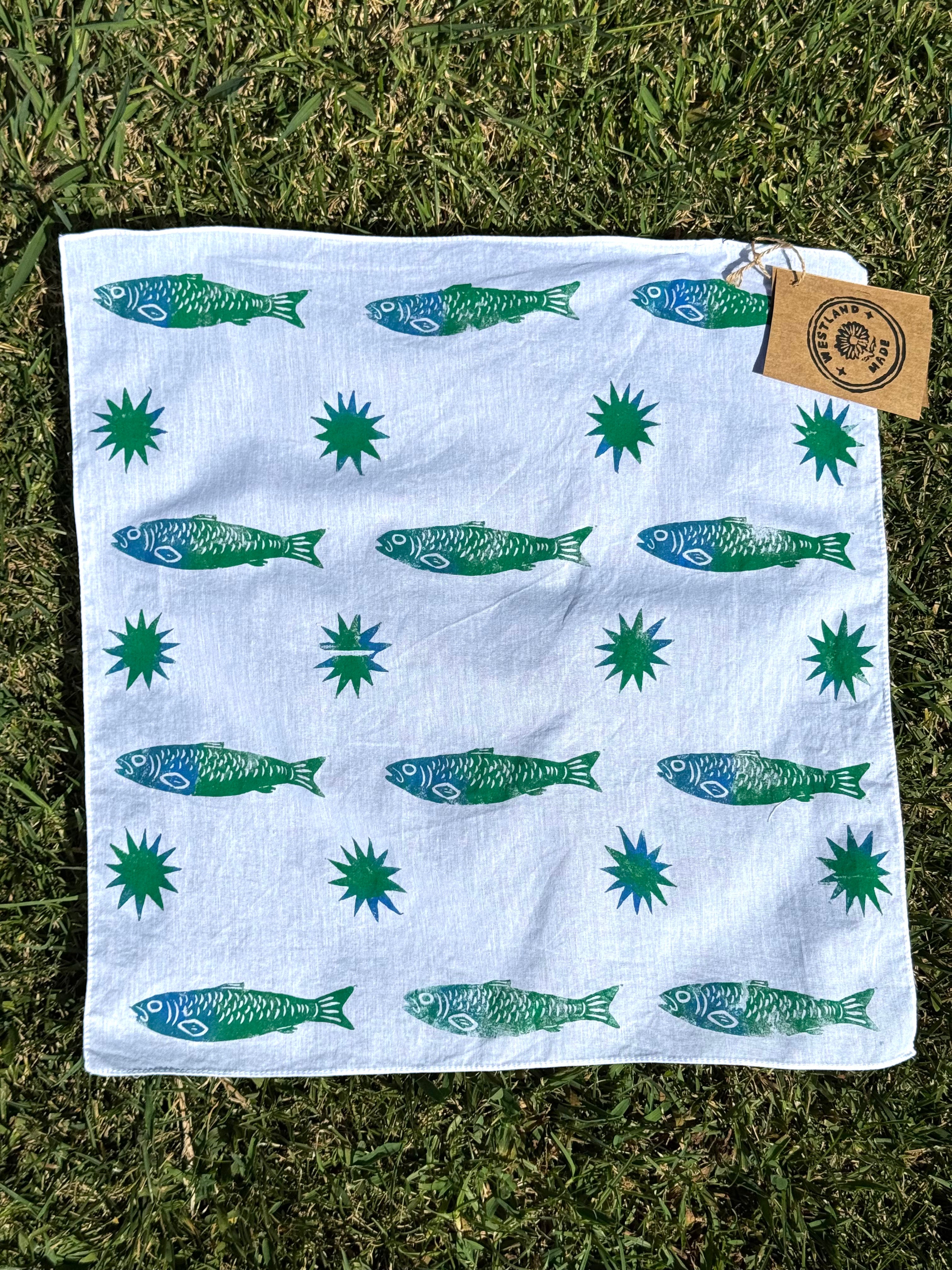 John & Yoko - Handprinted Linocut Bandana