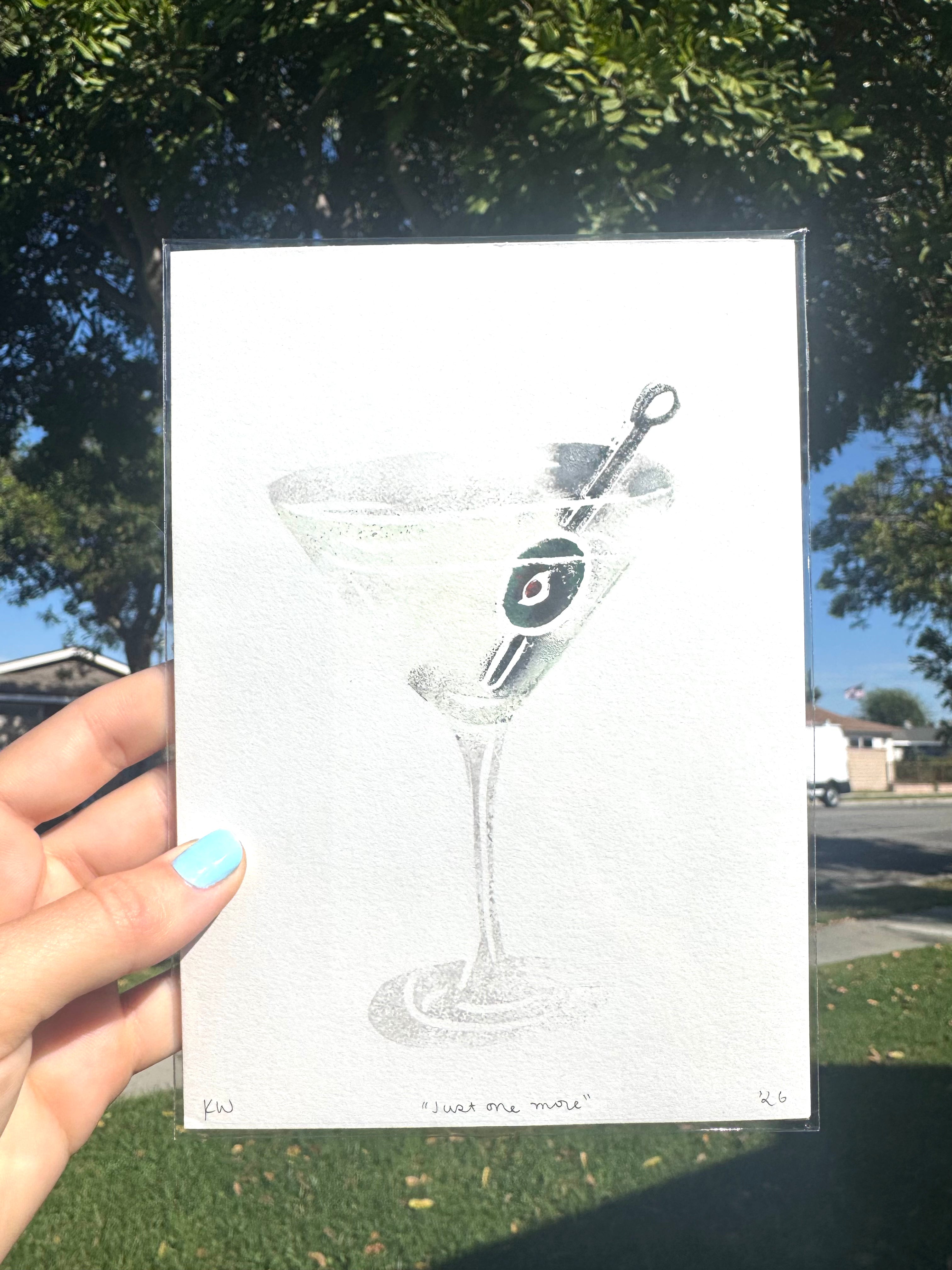 Just One More - Handprinted Linocut Art Print