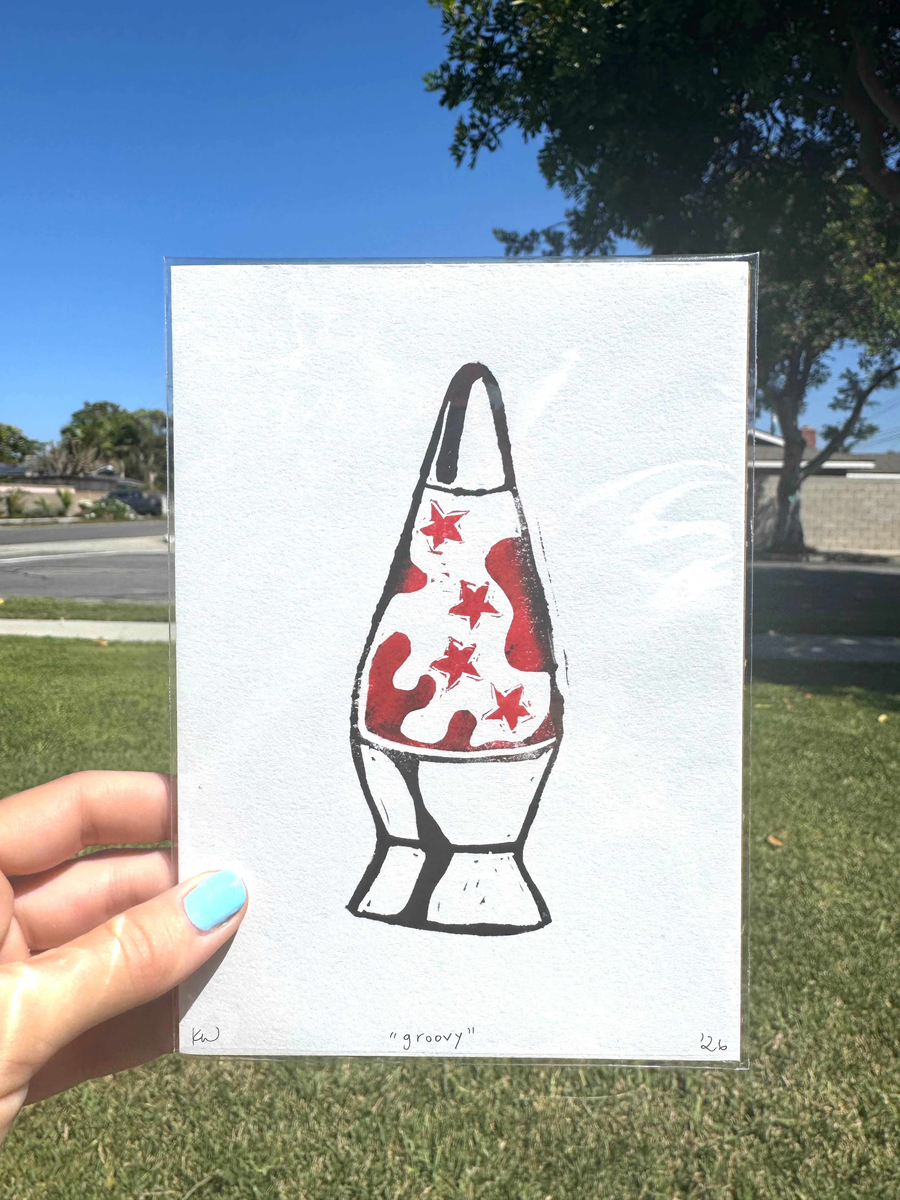 Groovy [5x7] - Handprinted Linocut Art Print