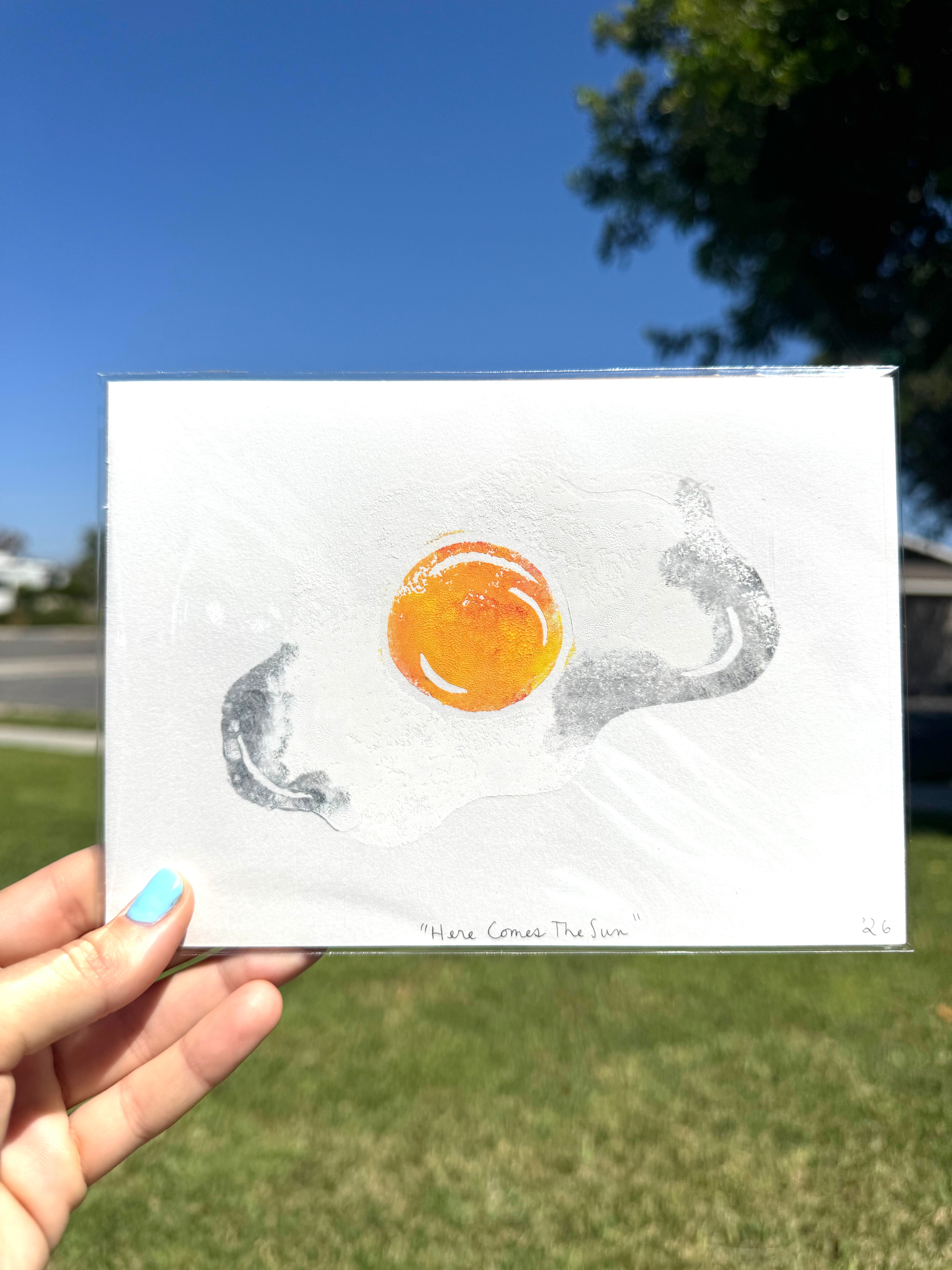 Here Comes The Sun [5x7, 8x10] - Handprinted Linocut Art Print